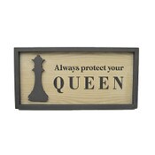 Wholesale - 24"x10" PROTECT THE QUEEN-BLACK APPLIQUE PRINT FRAMED MDF WALL SIGN C/P 4, UPC: 651961789741